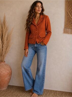 Sashimi Orange and Brown Shell Jacket - Bold Solid Color Size Medium